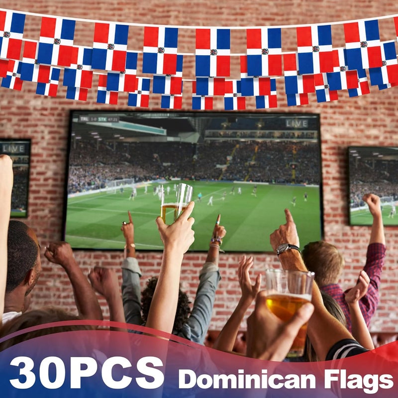 MVPRING Dominican Republic String Flag Pennant Banner, Small Mini Bandera Dominicana Flags Bunting Banner, National Country Decoration for School, Party, Sports Events, Patriotic Festival, 33 Feet 30 Flags - Image 5